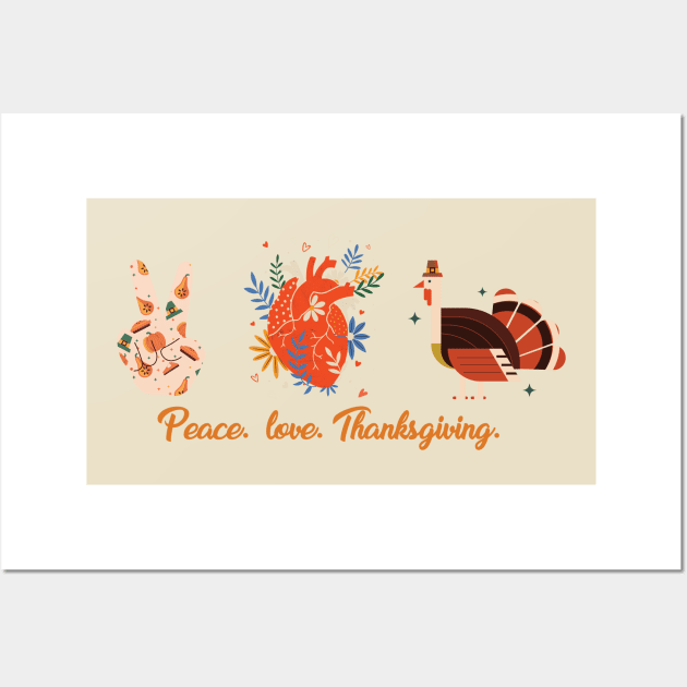 Peace love Thanksgiving Turkey Happy pattern Wall Art by yassinebd